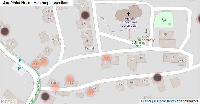 Andělská Hora - mapa podnikání