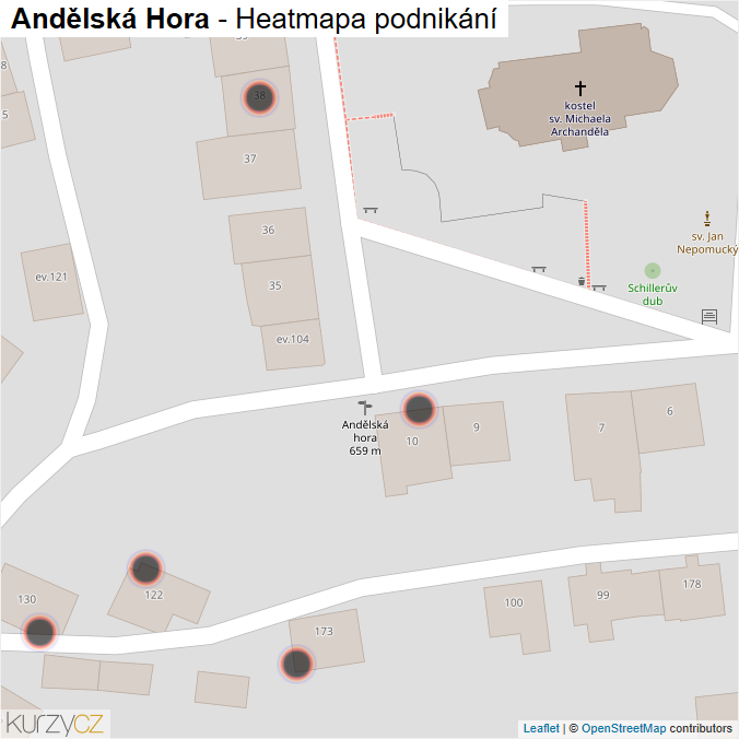 Mapa Andělská Hora - Firmy v obci.