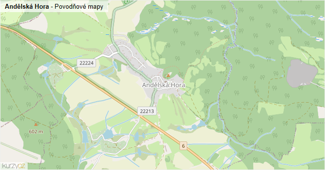 Andělská Hora - záplavové mapy stoleté vody