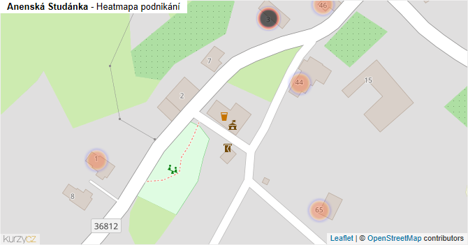 Anenská Studánka - mapa podnikání