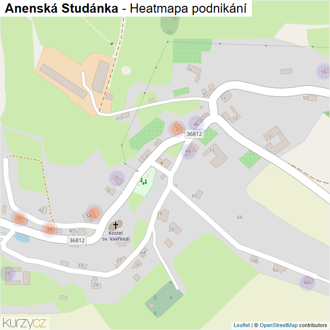Mapa Anenská Studánka - Firmy v části obce.