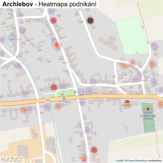 Mapa Archlebov - Firmy v části obce.