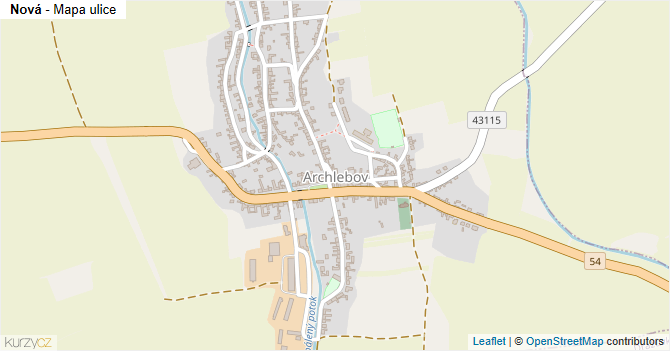 Nová - mapa ulice