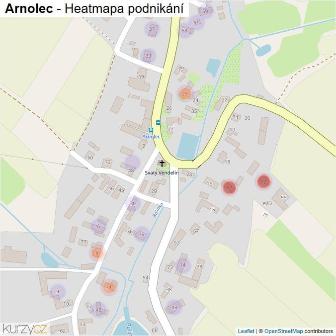 Mapa Arnolec - Firmy v části obce.