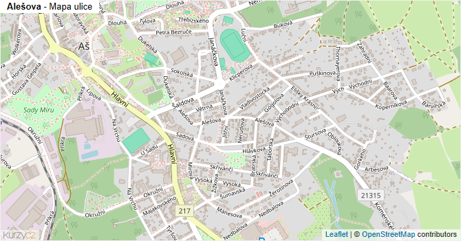 Alešova - mapa ulice