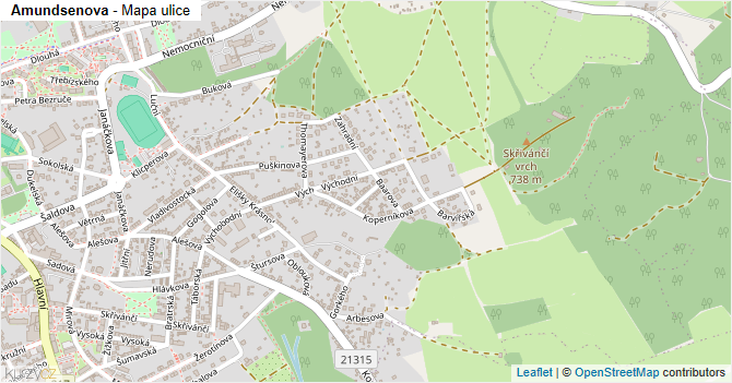 Amundsenova - mapa ulice