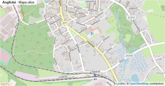 Anglická - mapa ulice