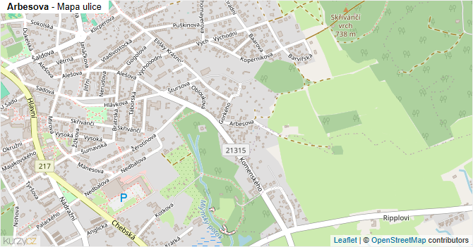 Arbesova - mapa ulice