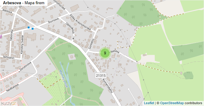Arbesova - mapa firem