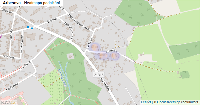 Arbesova - mapa podnikání