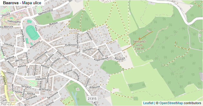 Baarova - mapa ulice