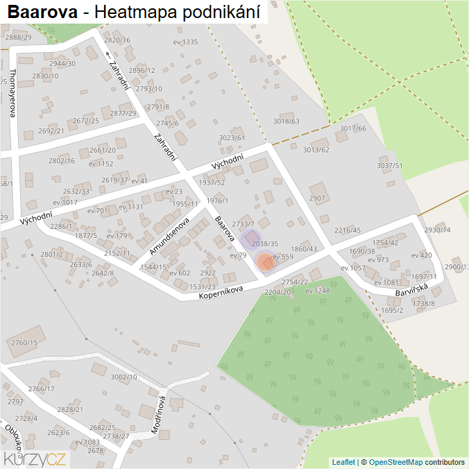 Mapa Baarova - Firmy v ulici.