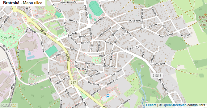 Bratrská - mapa ulice