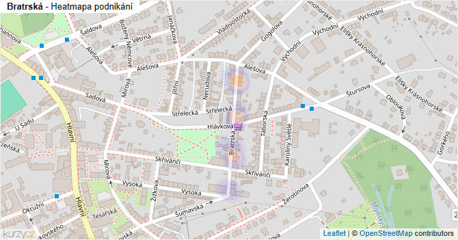 Bratrská - mapa podnikání