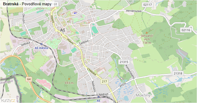 Bratrská - záplavové mapy stoleté vody