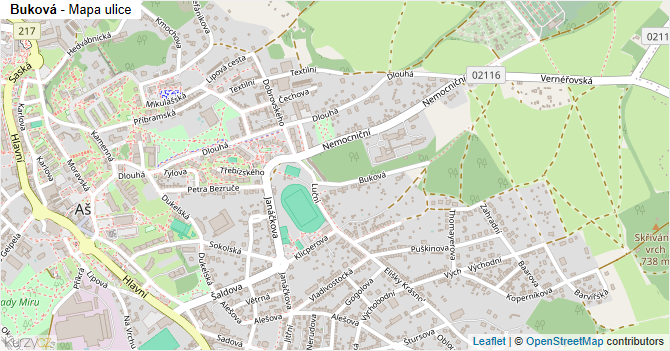 Buková - mapa ulice