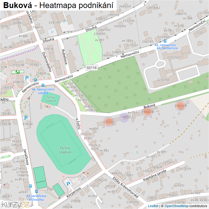Mapa Buková - Firmy v ulici.