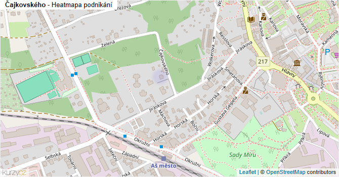 Čajkovského - mapa podnikání