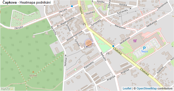 Čapkova - mapa podnikání