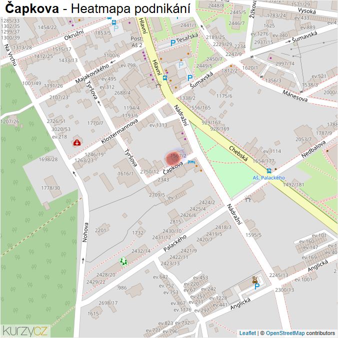 Mapa Čapkova - Firmy v ulici.