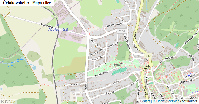 Čelakovského - mapa ulice