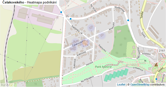 Čelakovského - mapa podnikání