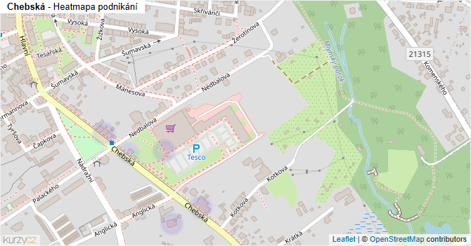 Chebská - mapa podnikání