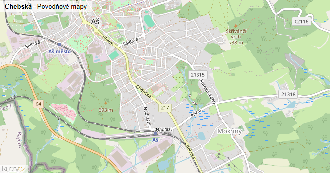 Chebská - záplavové mapy stoleté vody