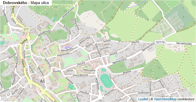 Dobrovského - mapa ulice