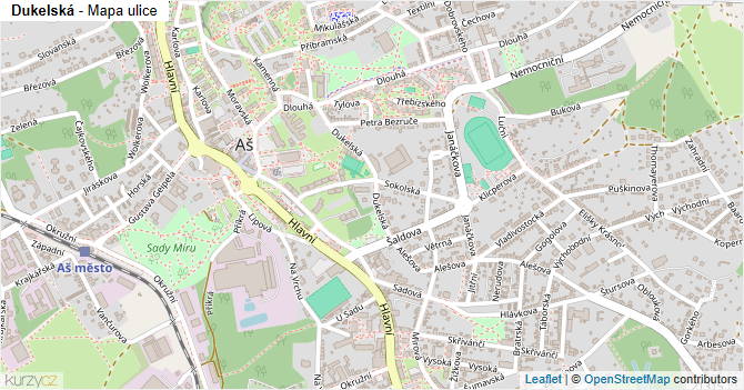 Dukelská - mapa ulice
