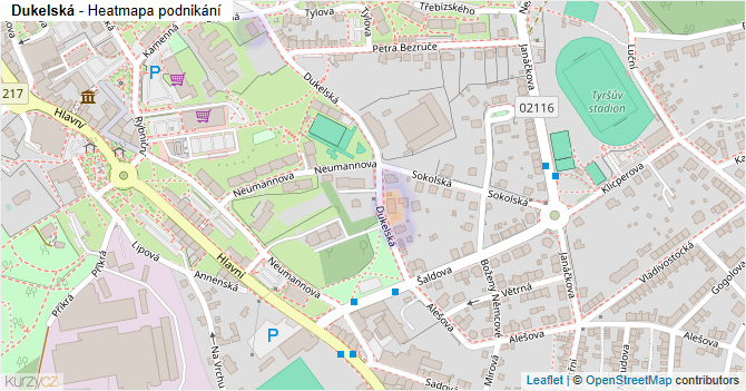 Dukelská - mapa podnikání