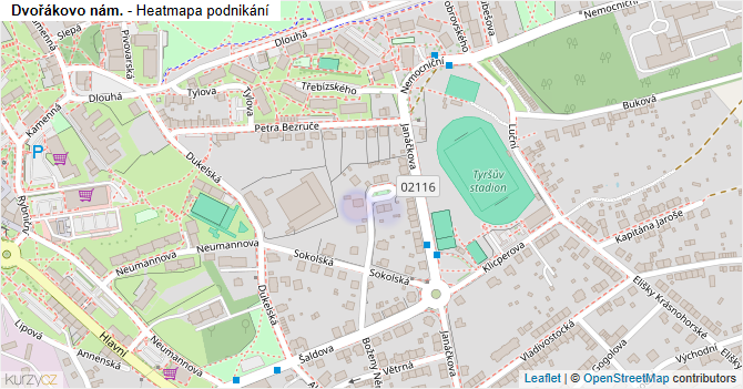 Dvořákovo nám. - mapa podnikání