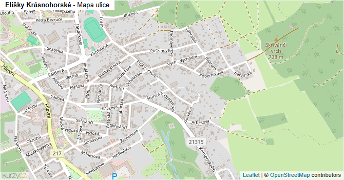 Elišky Krásnohorské - mapa ulice