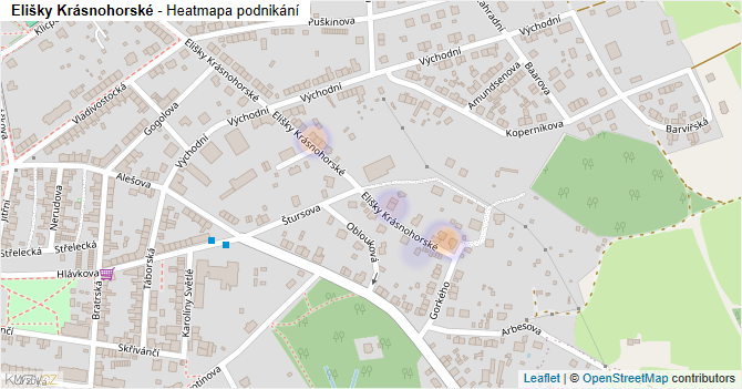 Elišky Krásnohorské - mapa podnikání
