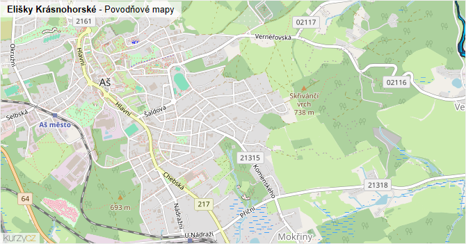 Elišky Krásnohorské - záplavové mapy stoleté vody