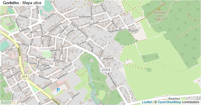 Gorkého - mapa ulice