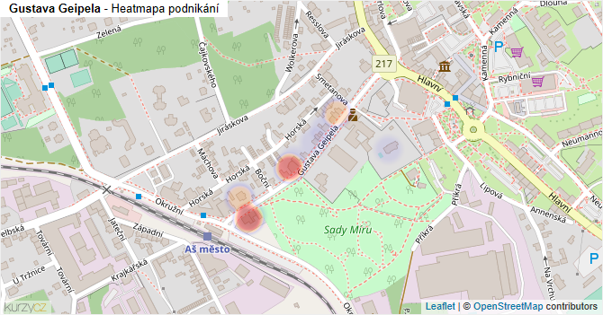 Gustava Geipela - mapa podnikání