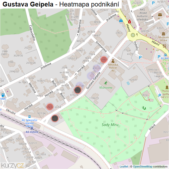 Mapa Gustava Geipela - Firmy v ulici.