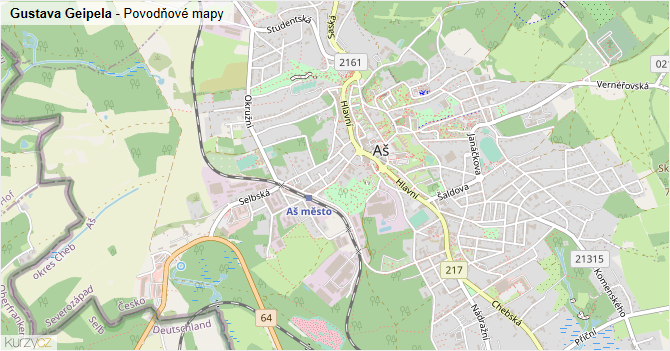 Gustava Geipela - záplavové mapy stoleté vody