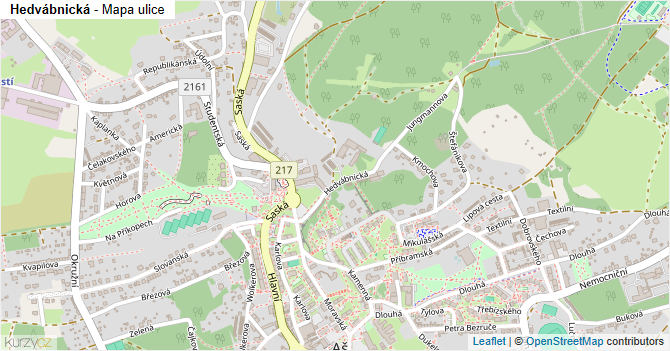 Hedvábnická - mapa ulice