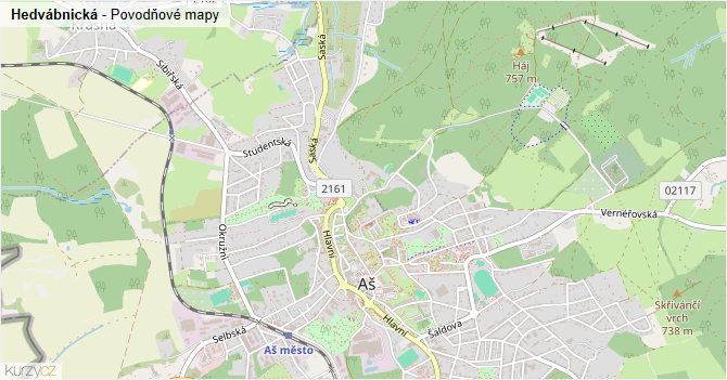 Hedvábnická - záplavové mapy stoleté vody