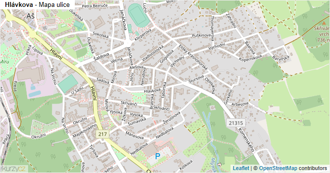 Hlávkova - mapa ulice