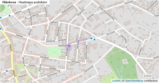 Hlávkova - mapa podnikání