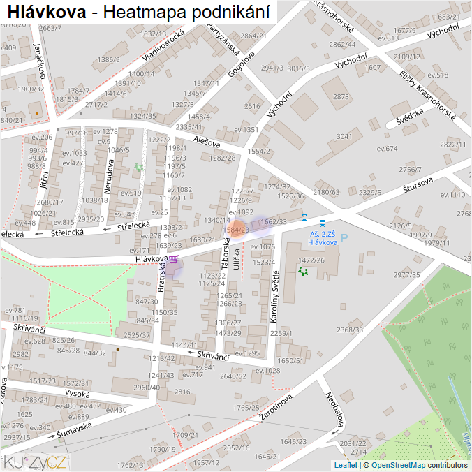 Mapa Hlávkova - Firmy v ulici.