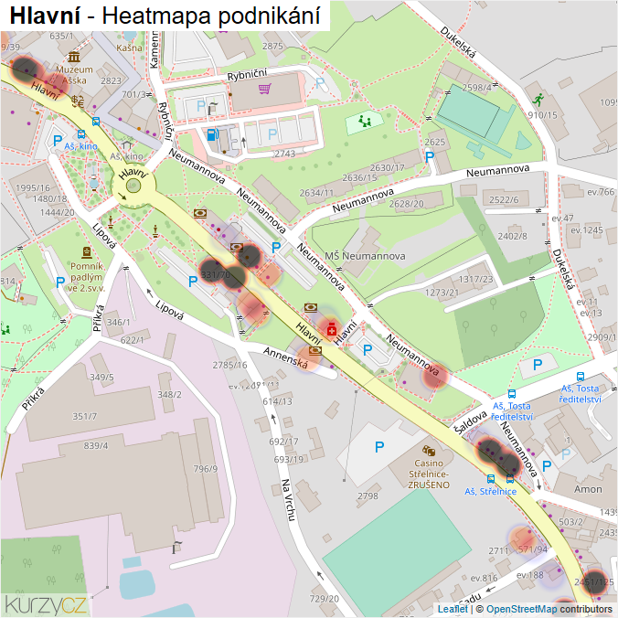 Mapa Hlavní - Firmy v ulici.