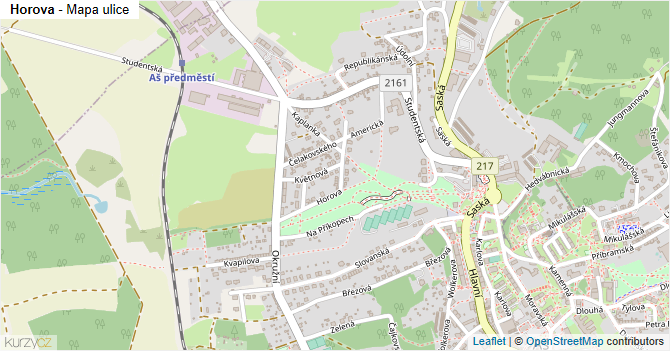 Horova - mapa ulice