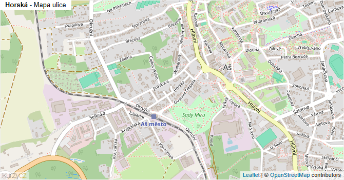 Horská - mapa ulice