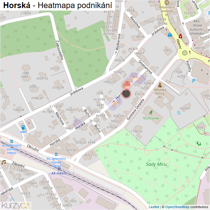 Mapa Horská - Firmy v ulici.