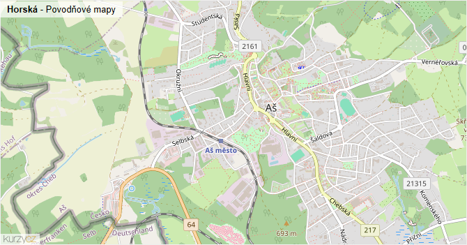 Horská - záplavové mapy stoleté vody