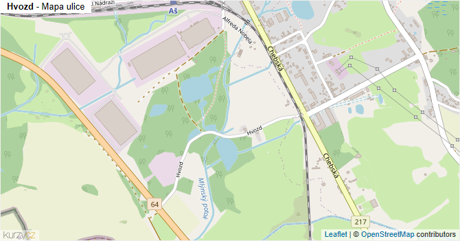 Hvozd - mapa ulice